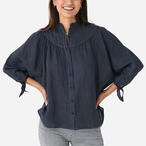 STARK X‎ Women's Merc Navy Blue Linen Top